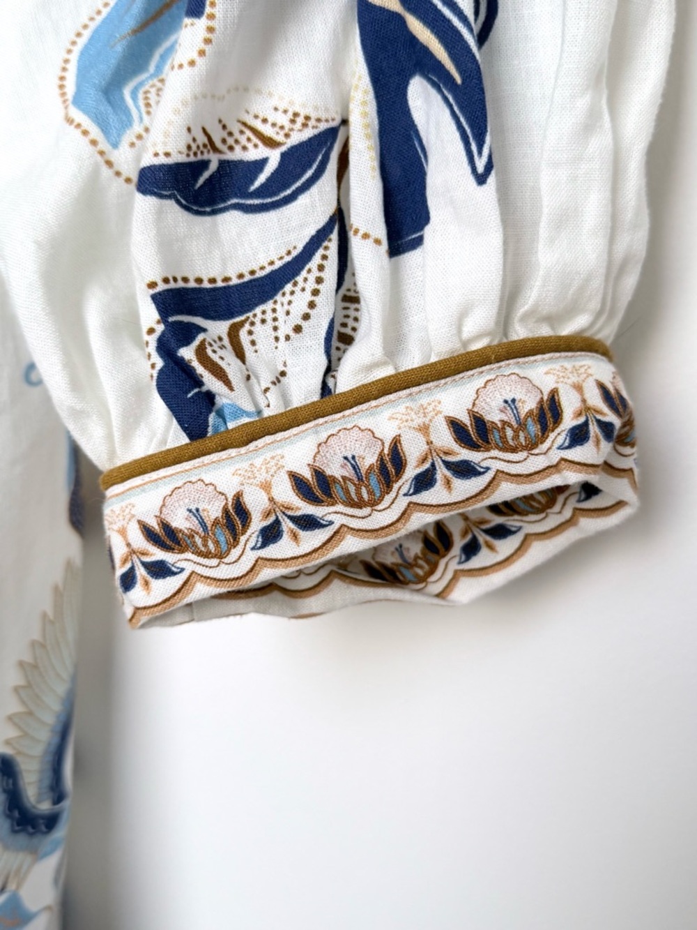 FARM Rio White Maxi Dress with Blue and Gold Floral Embroidery - Picture 12 of 16